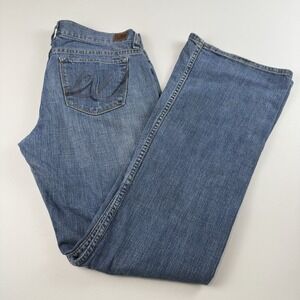 Express X2 Flare Leg Jeans Womens 31x31.5 Blue Medium Wash Low Rise Denim Pants